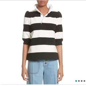 Marc Jacobs Striped Puff Sleeve Rugby Sweater